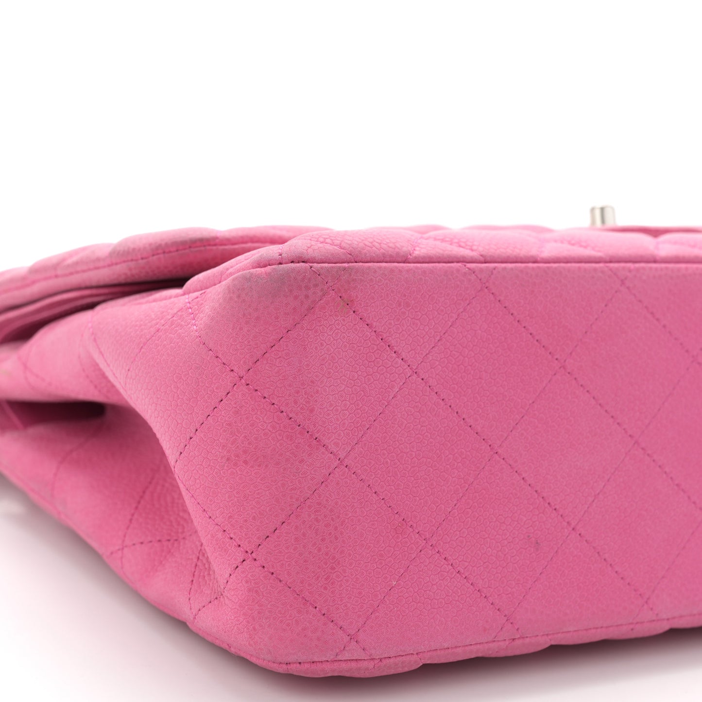 Iridescent Caviar Quilted Jumbo Double Flap Pink