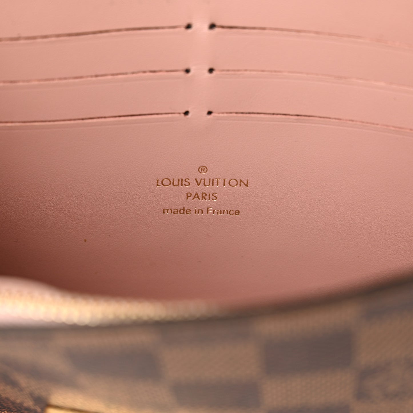 Damier Ebene Croisette Chain Wallet Magnolia