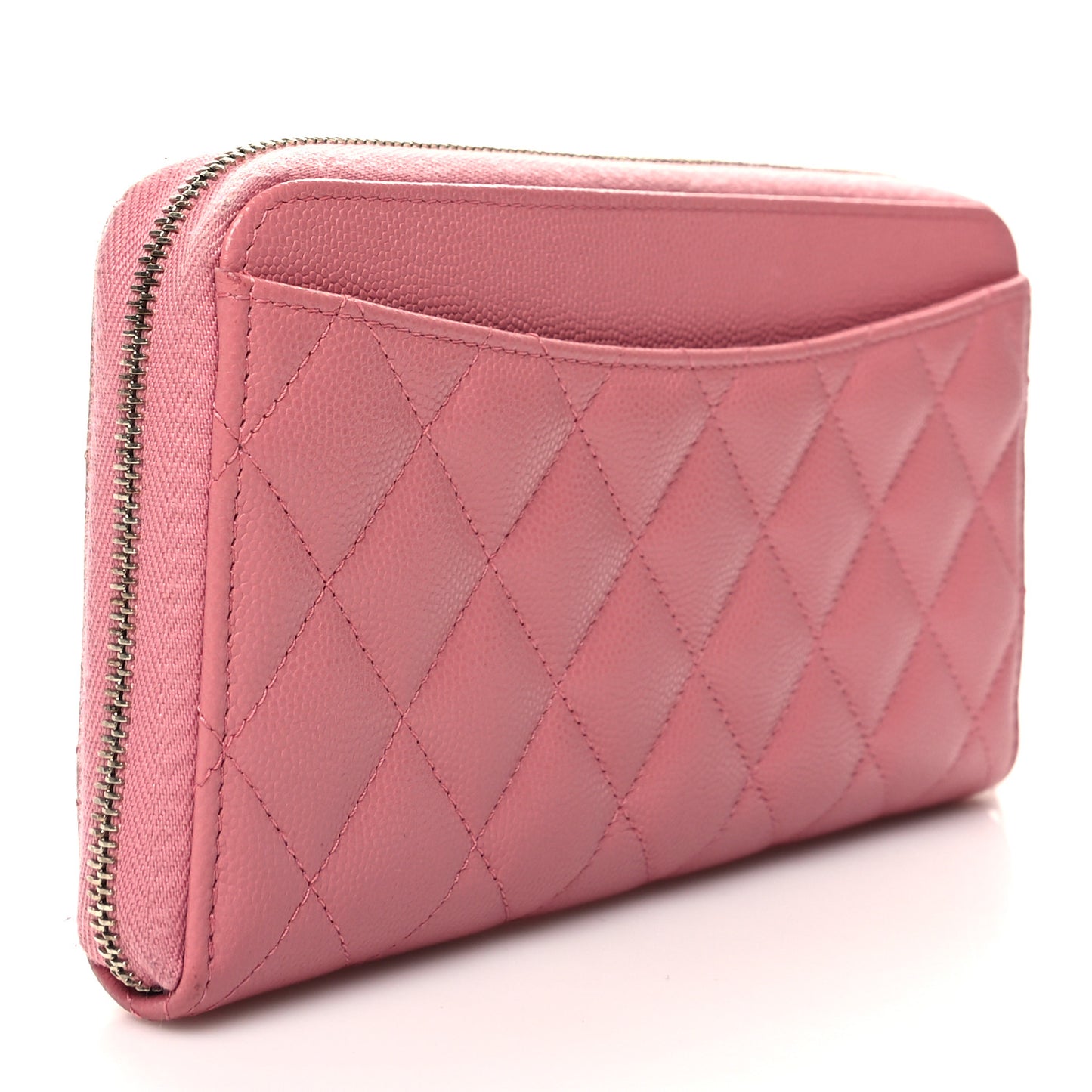 Caviar Quilted Zip Around Wallet Pink