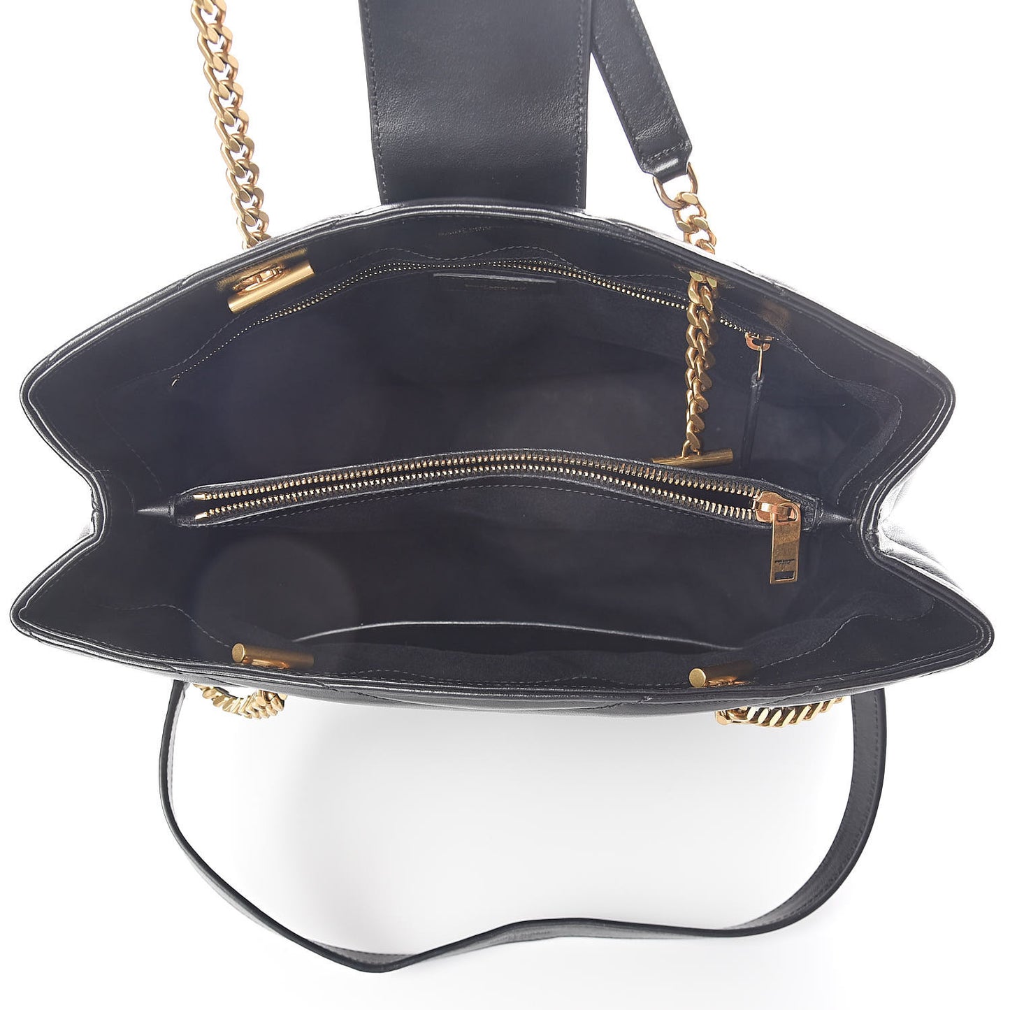 Calfskin Y Quilted Monogram Large Loulou Shopper Black