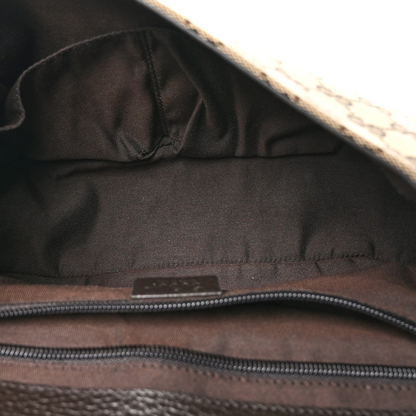 Monogram Flap Messenger Bag Beige Dark Brown