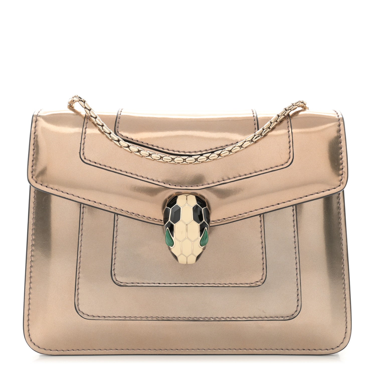 Bulgari Metallic Calfskin Small Serpenti Forever Snake Strap Crossbody Bag Bronze 1 of 13