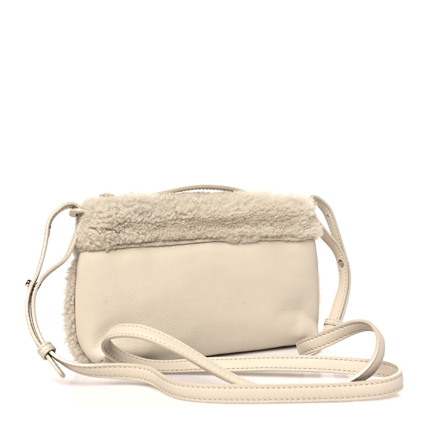 Lambskin Shearling Extra Pocket Shoulder Pouch Ivory
