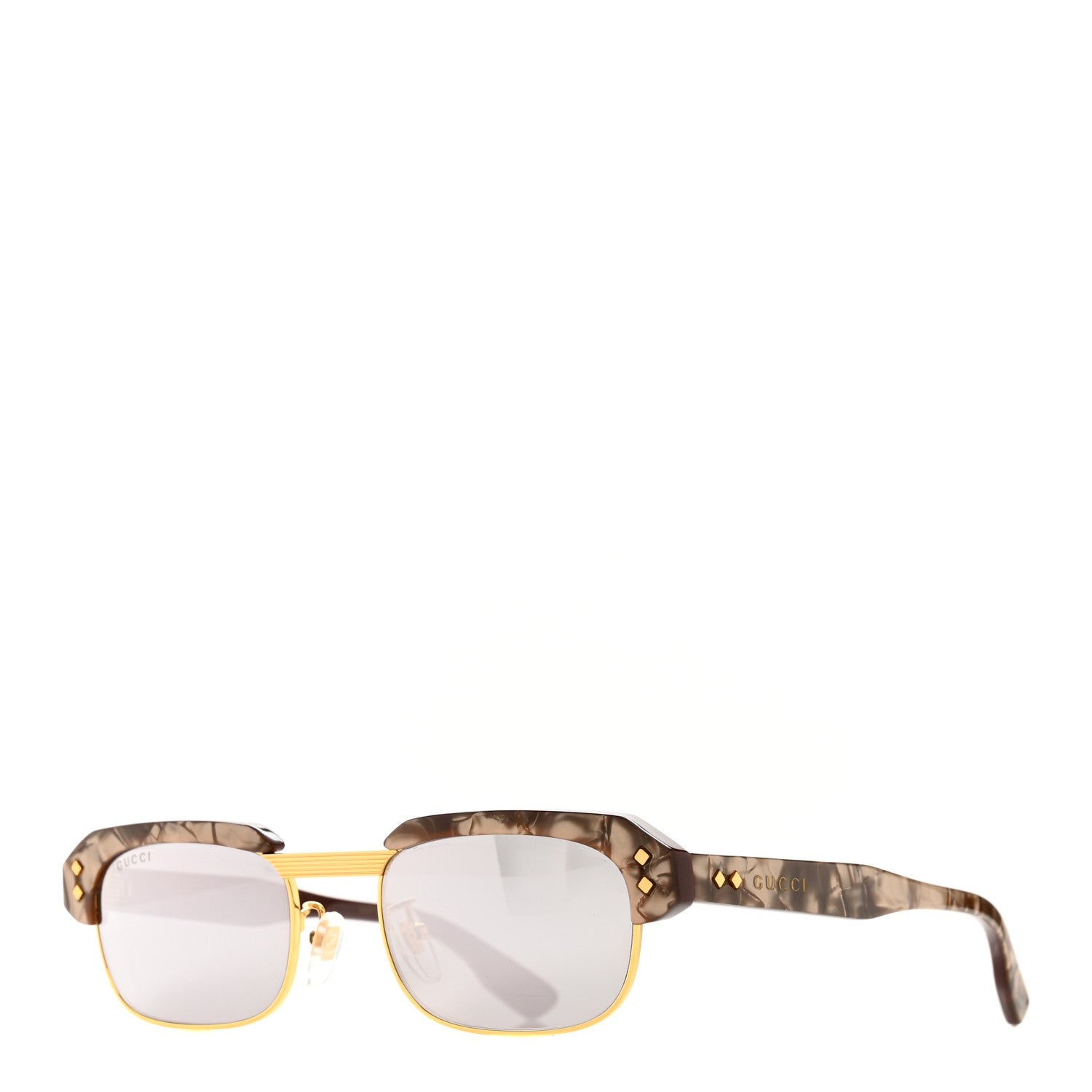 Gucci Acetate Half-Rim Rectangle GG1480S Sunglasses Brown 1 of 9