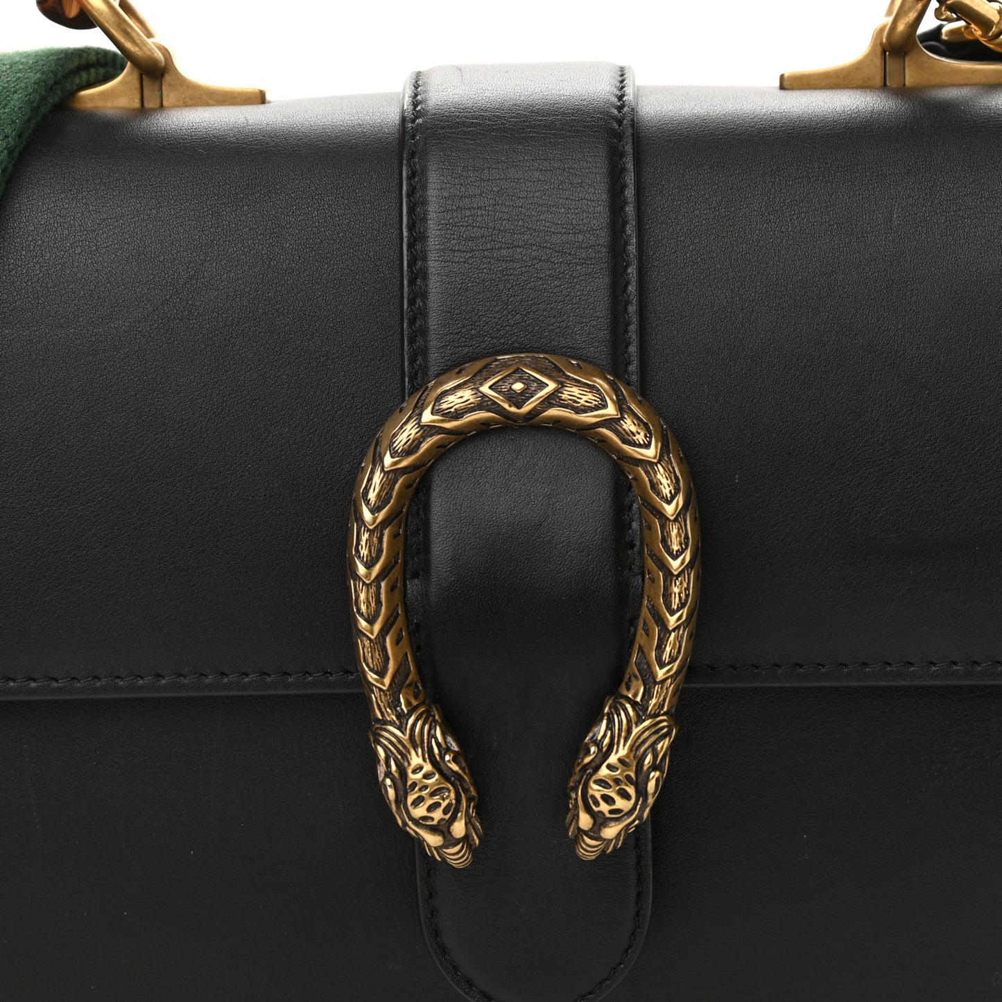 Moon Calfskin Web Medium Dionysus Bamboo Top Handle Bag Black
