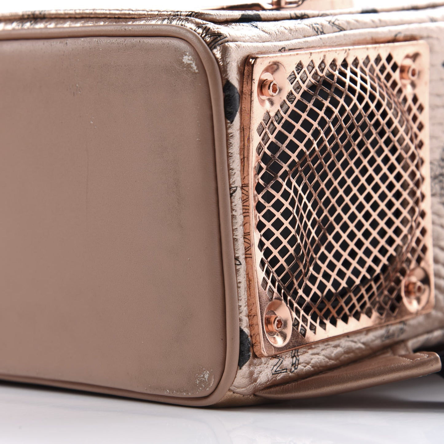 Metallic X Wizpak Visetos Studded Sound System Speaker Backpack Champagne Gold