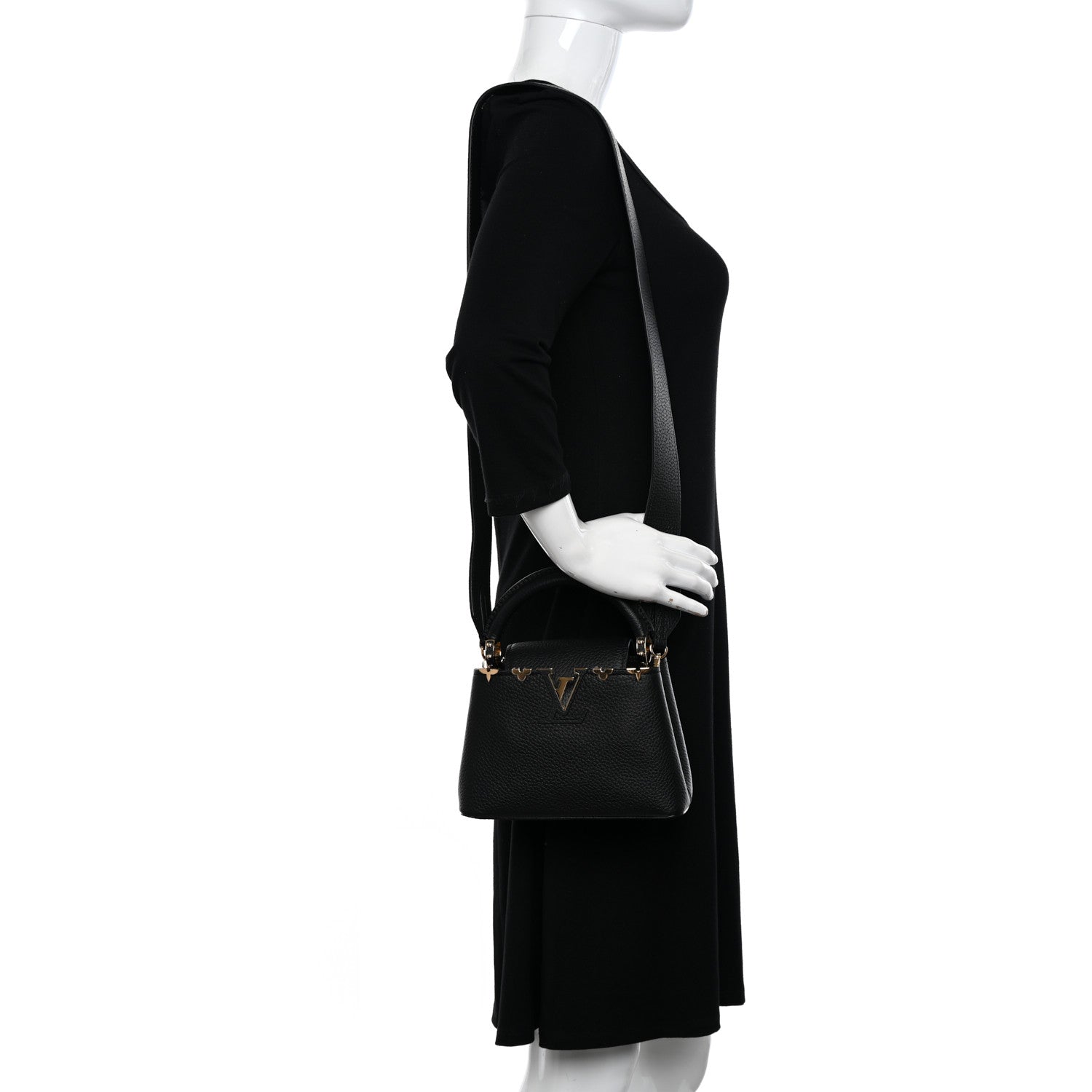 Louis Vuitton Taurillon Embellished Flower Crown Capucines Mini Black 2 of 9