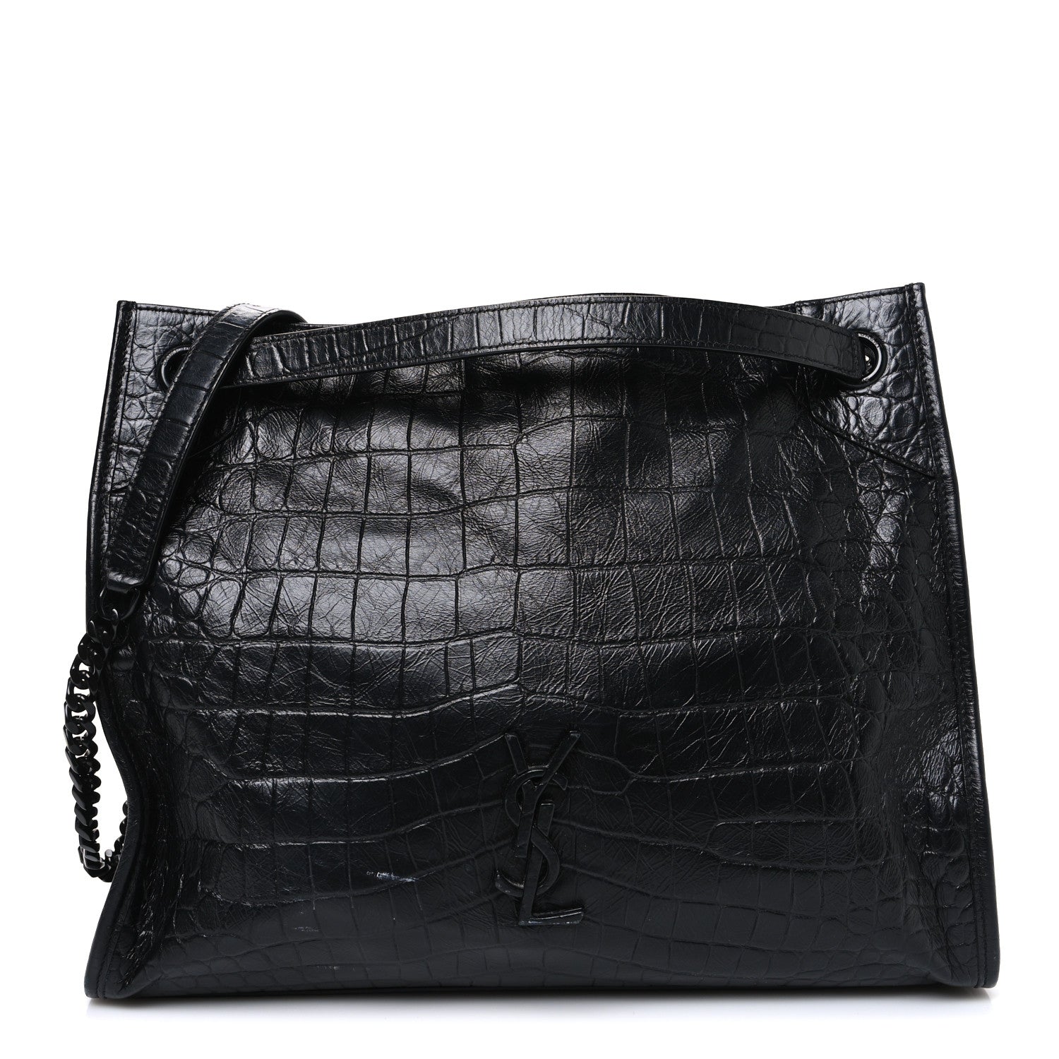 Saint Laurent Calfskin Crocodile Embossed Monogram Medium Niki