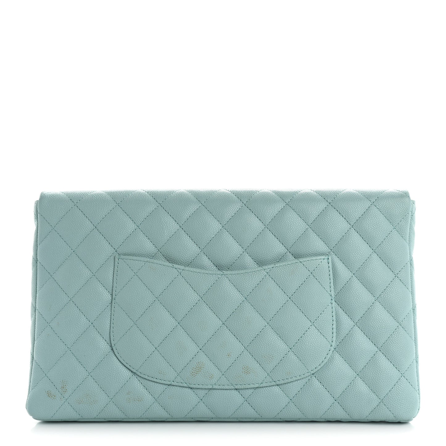Caviar Quilted Flap Clutch Light Blue