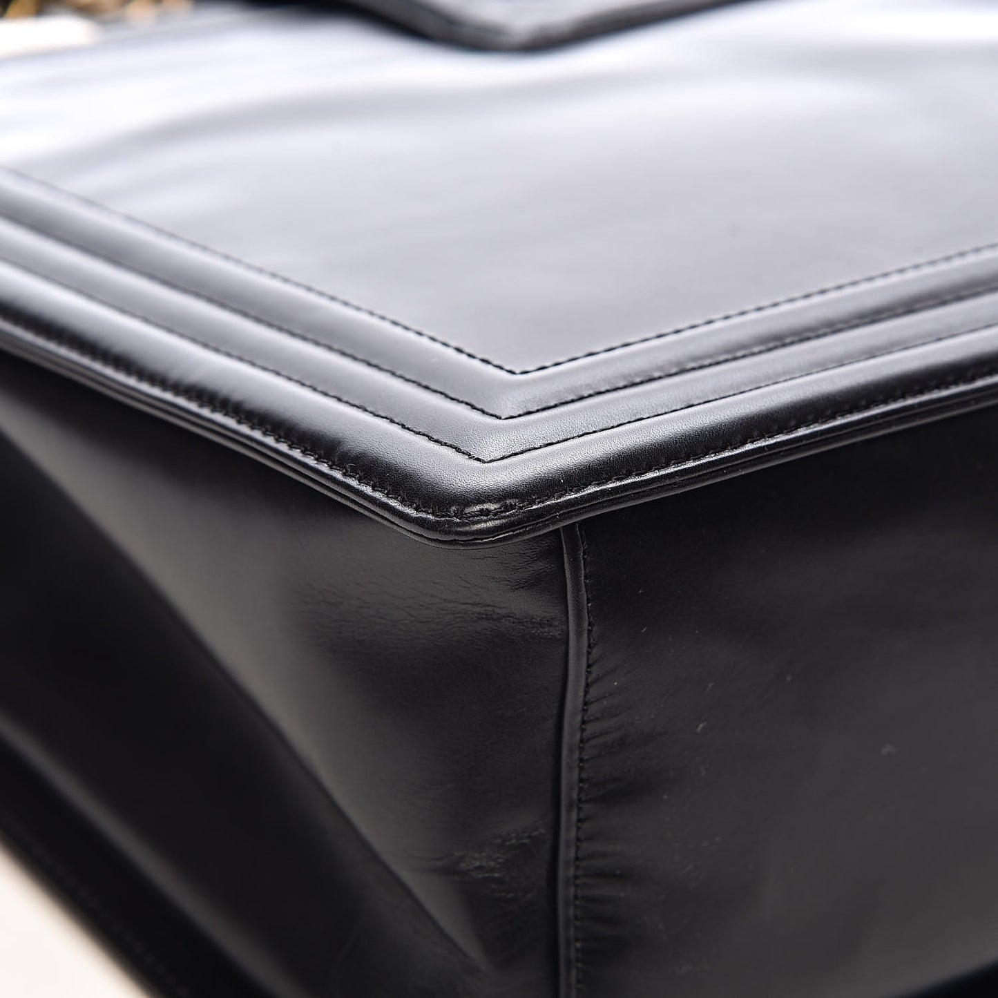 Glazed Calfskin Boy Tote Black