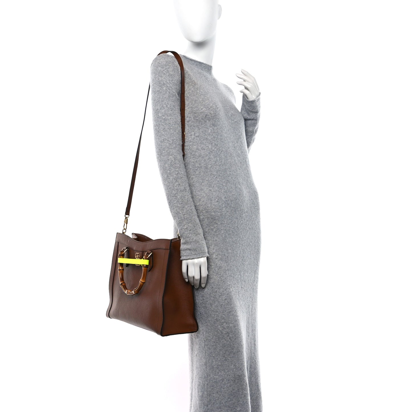 Wonka Grain Calfskin Medium Diana Tote Bag Cuir Yellow Fluo