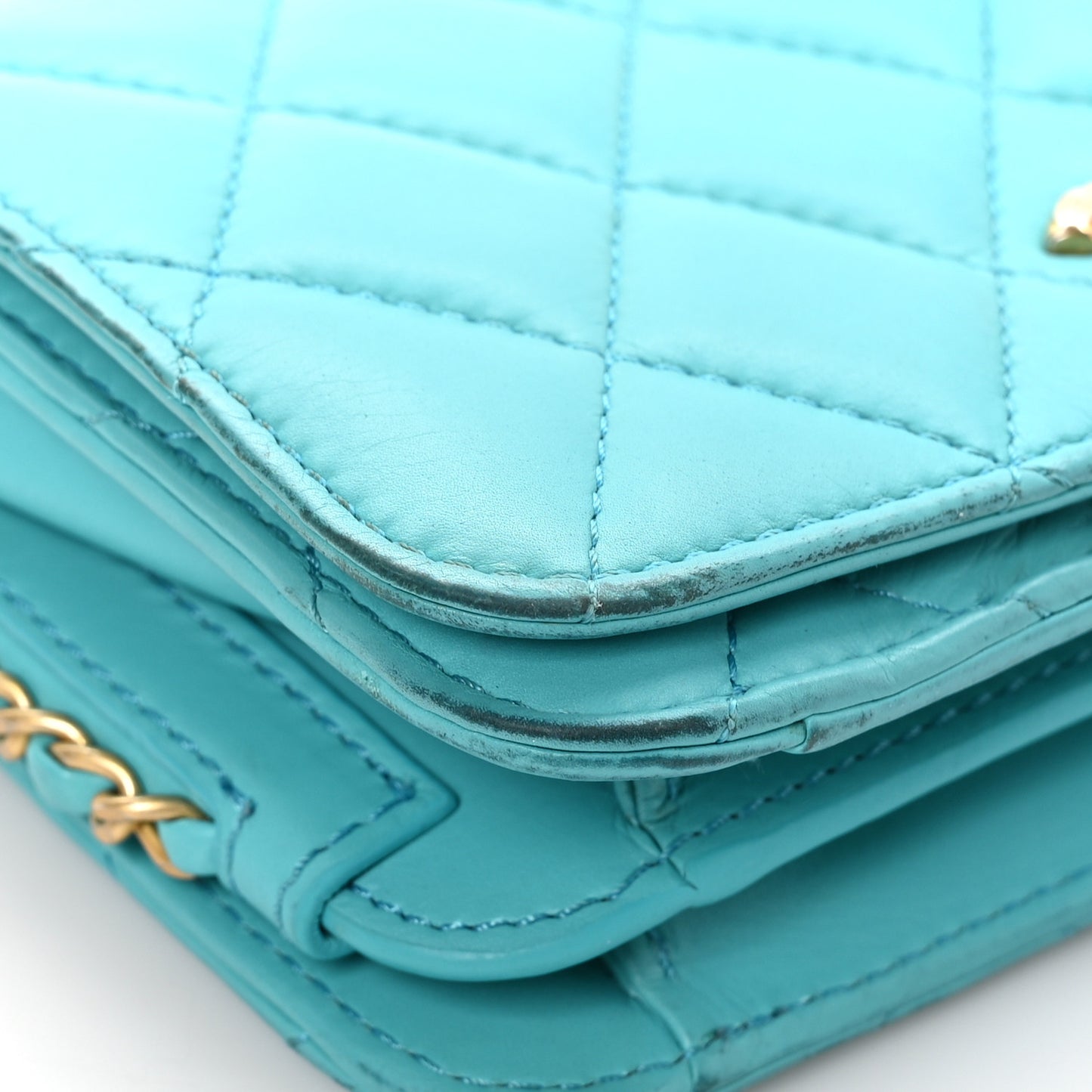 Calfskin Quilted Everyday Chic Single Flap Turquoise