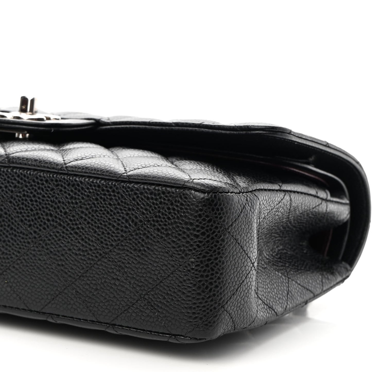 Caviar Quilted Medium Double Flap Black