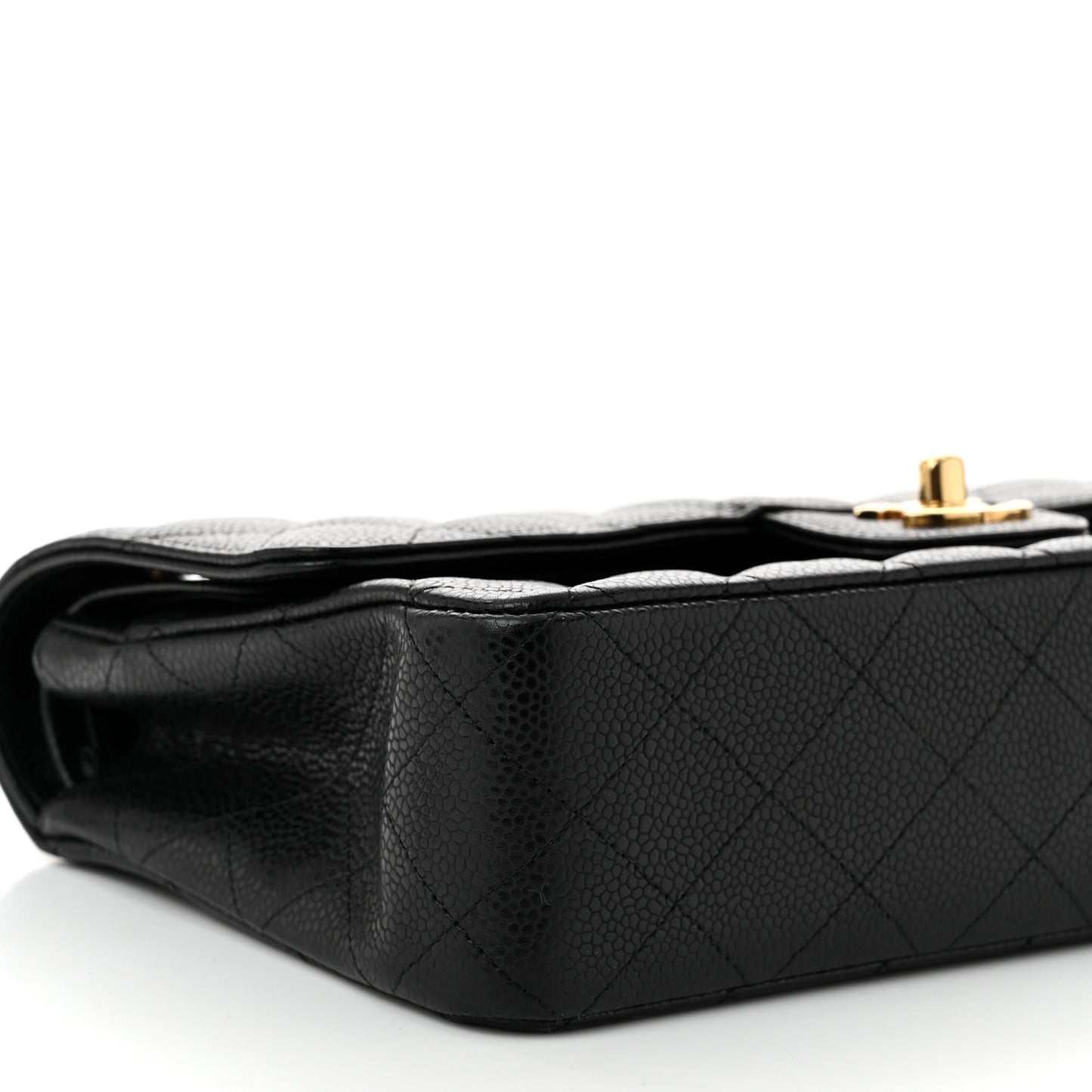 Caviar Quilted Medium Double Flap Black