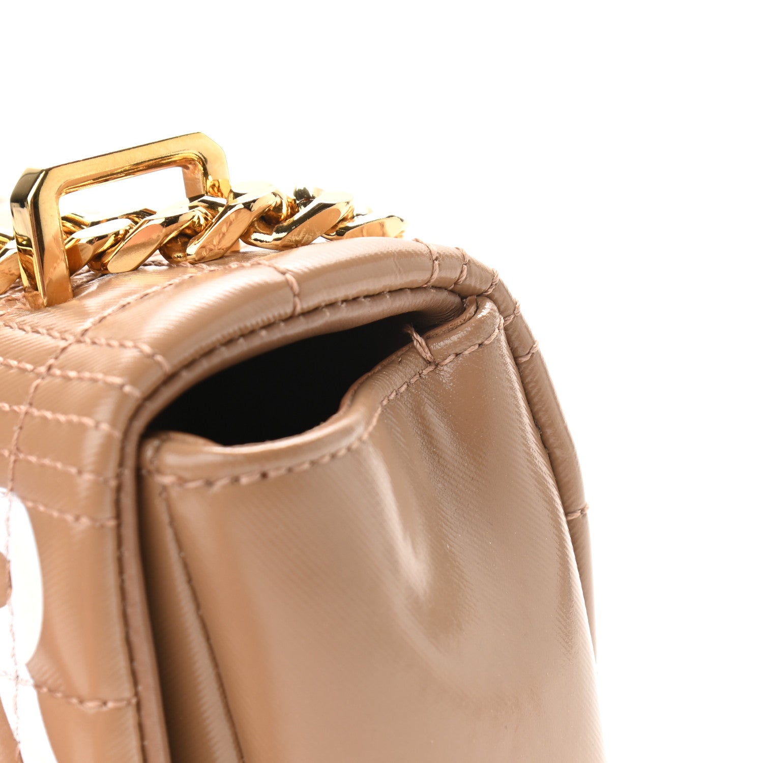 Burberry Patent Quilted Horseferry Print Small Lola Bag Tan 11 of 13