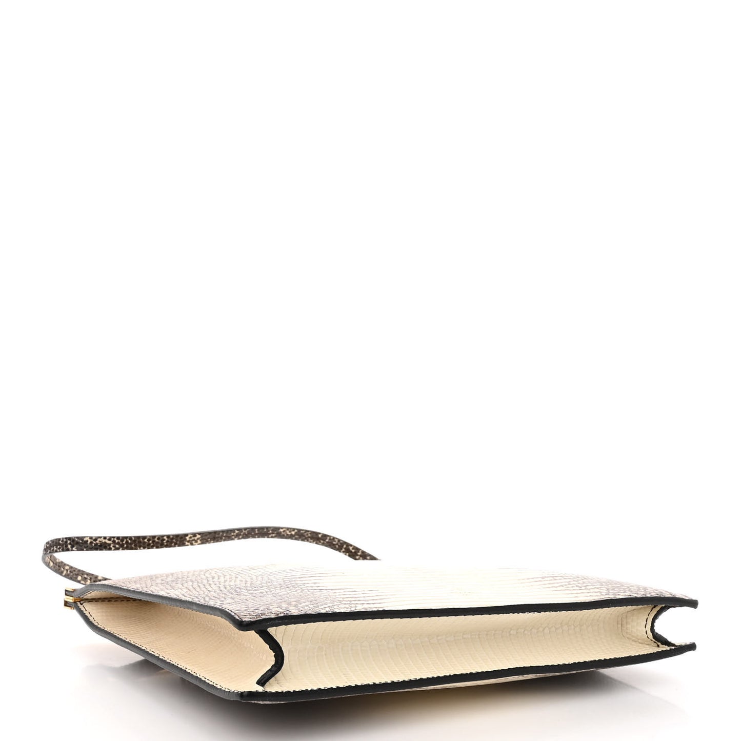 Lizard Mini Clasp Bag Black White