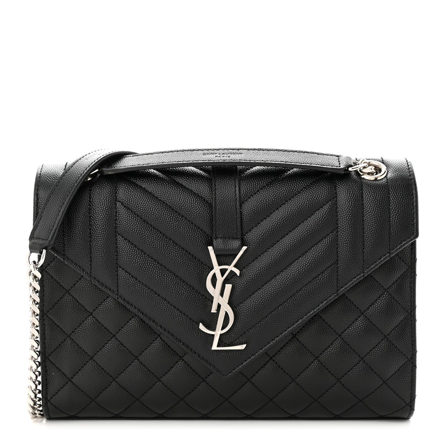 Grain De Poudre Textured Mixed Matelasse Triquilt Medium Monogram Satchel Black
