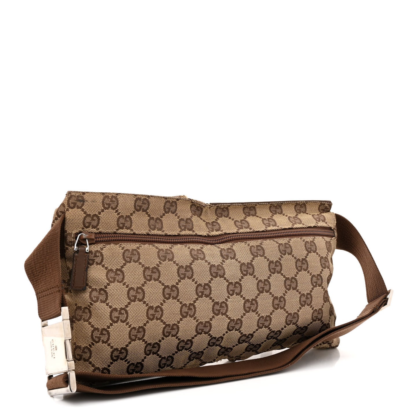 GG Monogram Web Double Pocket Belt Bag Ebony