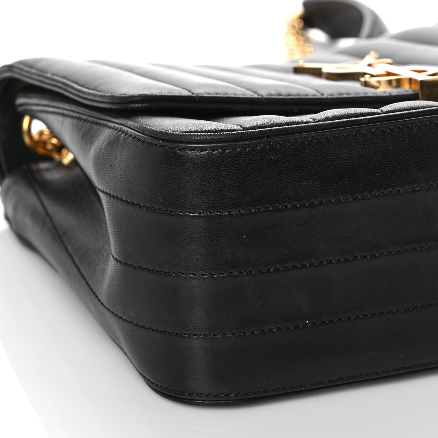 Lambskin Matelasse Monogram Large Vicky Chain Bag Black