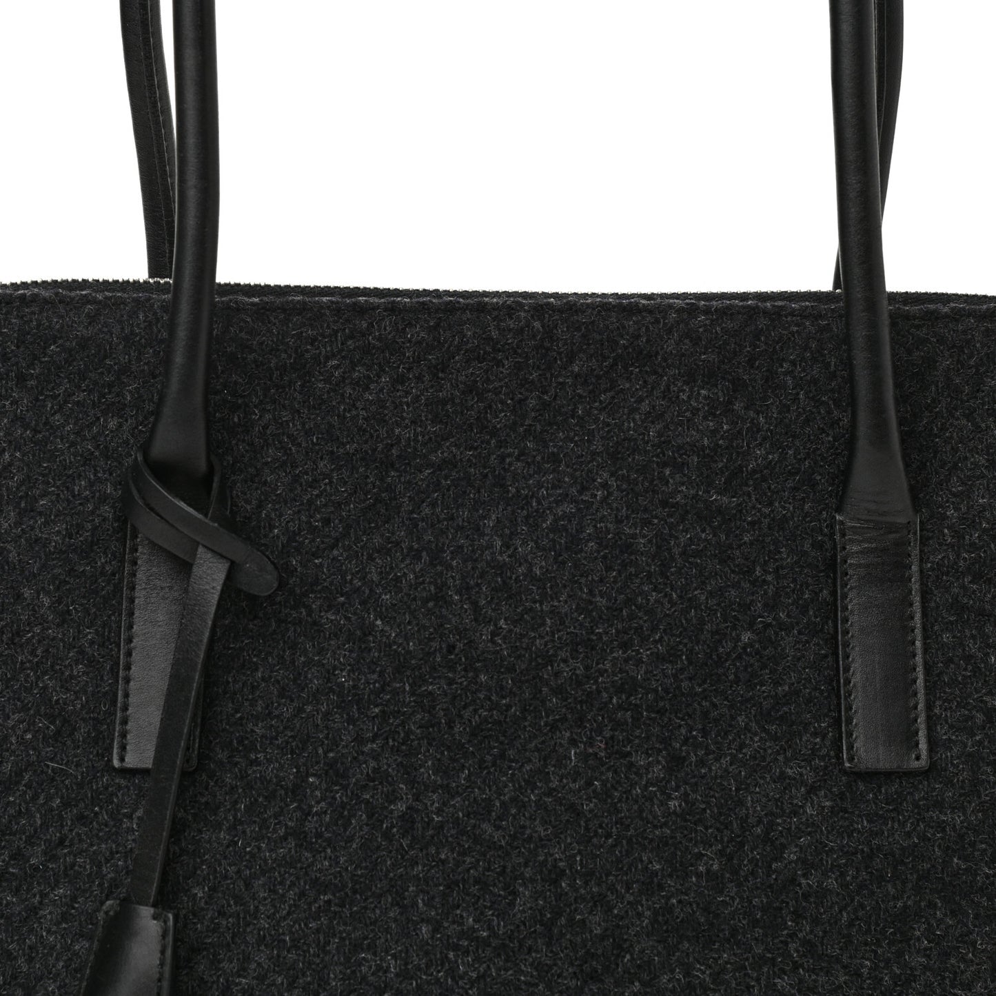 Calfskin Wool Top Handle Bag Dark Grey