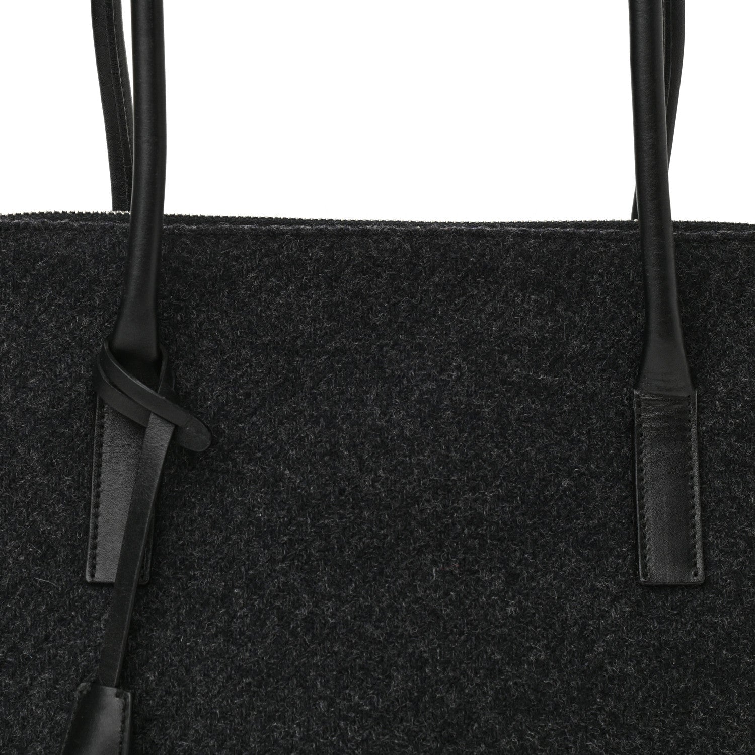 Prada Calfskin Wool Top Handle Bag Dark Grey 7 of 11