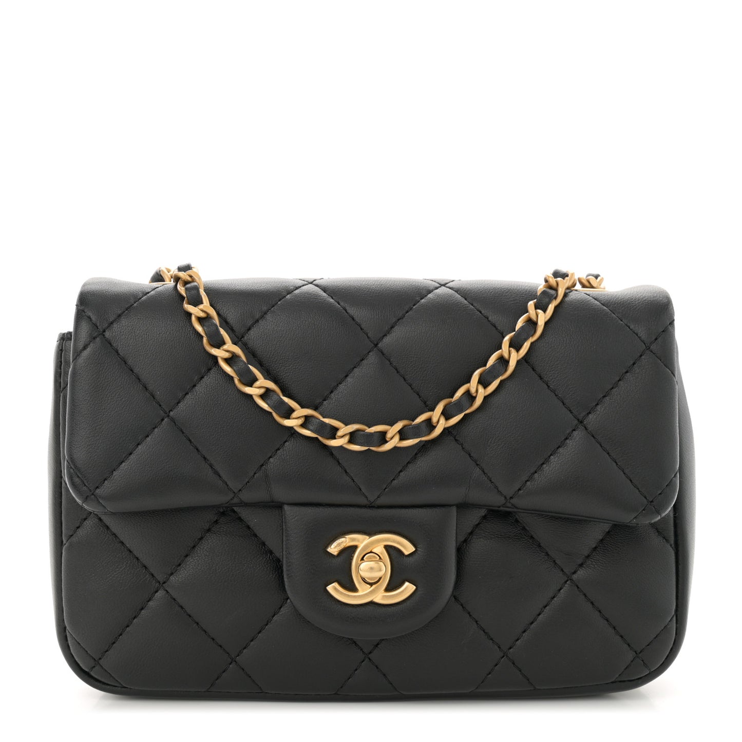 Lambskin Quilted Mini Heart Charms Flap Black
