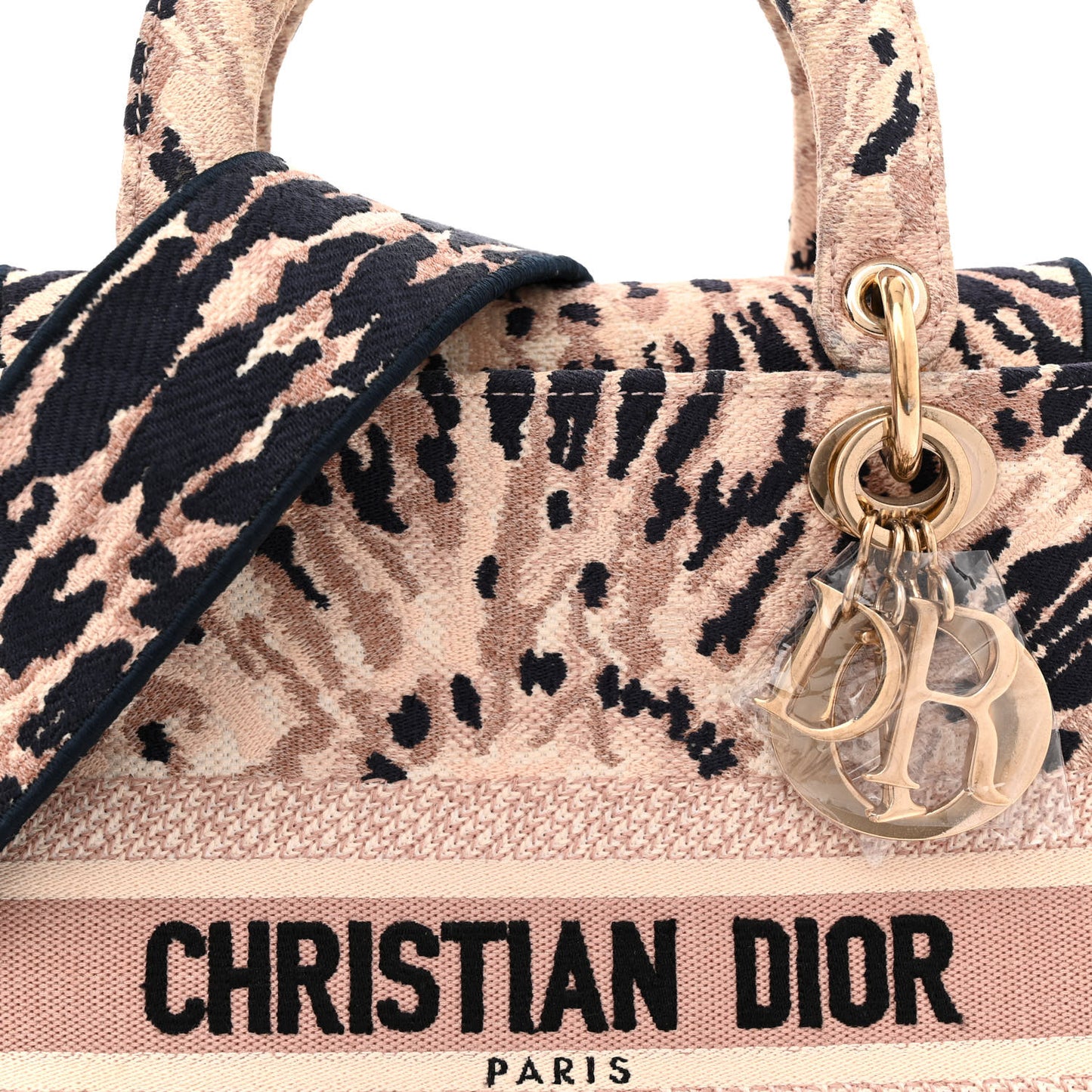 CHRISTIAN DIOR Canvas Embroidered Medium Tie And Dior Lady D-Light