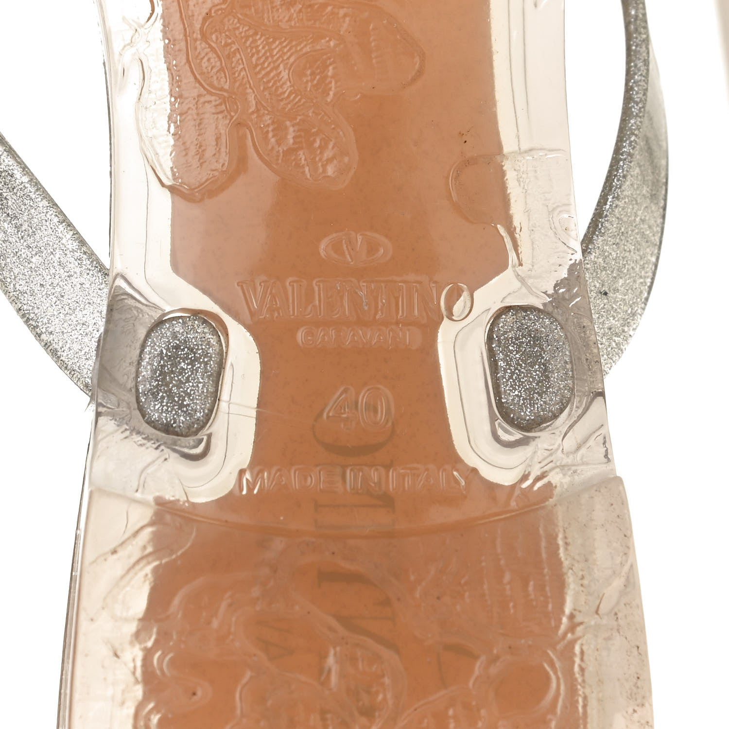 Valentino Garavani PVC Jelly Glitter Rockstud Bow Thong Sandals 40 Silver 5 of 7