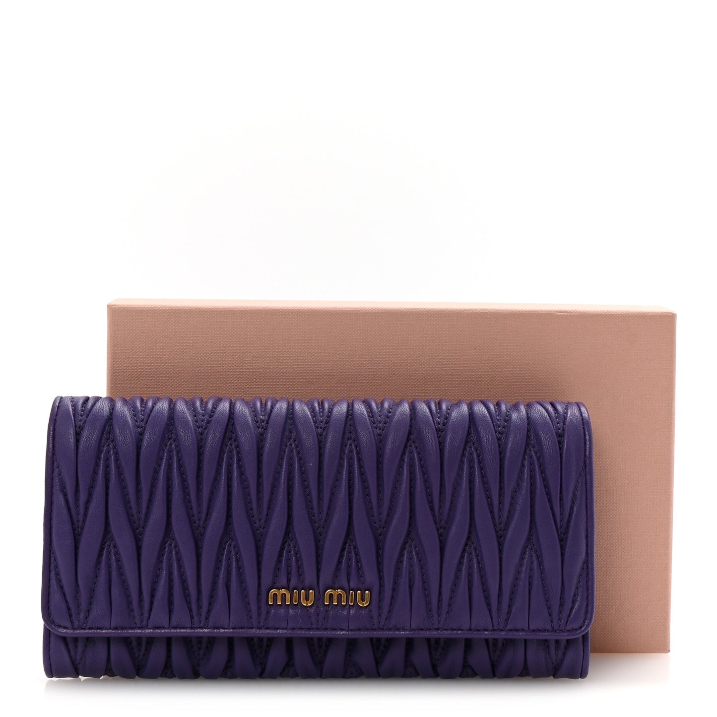 Nappa Matelasse Flap Wallet Purple