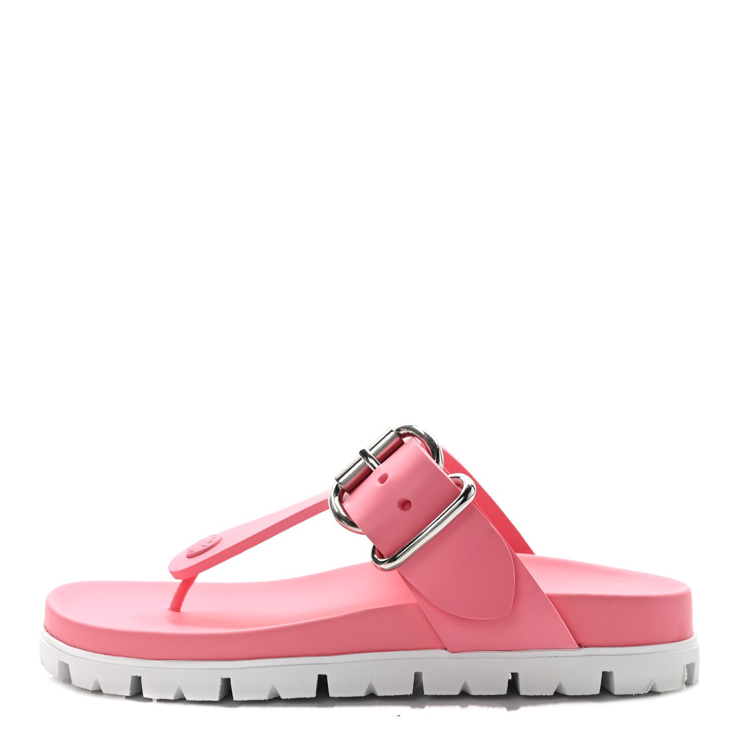 Prada EVA Rubber Buckled Lug Sole 20mm Thong Sandals 36 Begonia 1 of 9