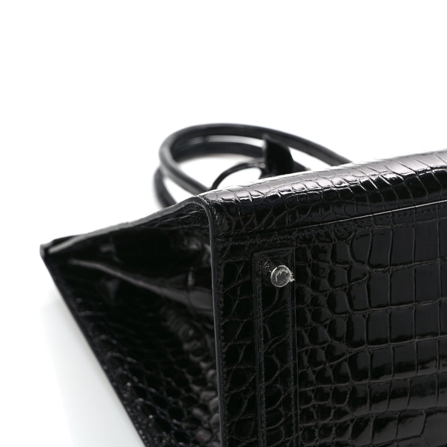 Shiny Porosus Crocodile Birkin Sellier 35 Black