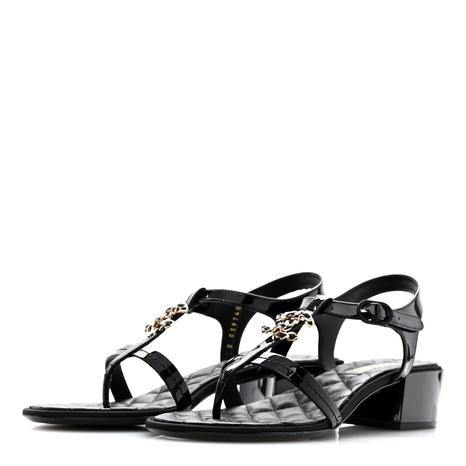 Chanel Patent CC Logo Thong Sandals 39.5 Black 4 of 10