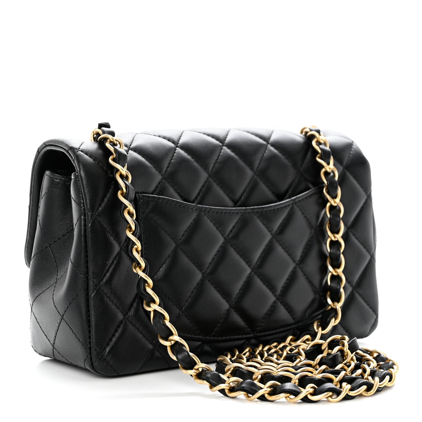 Lambskin Quilted Mini Rectangular Flap Black