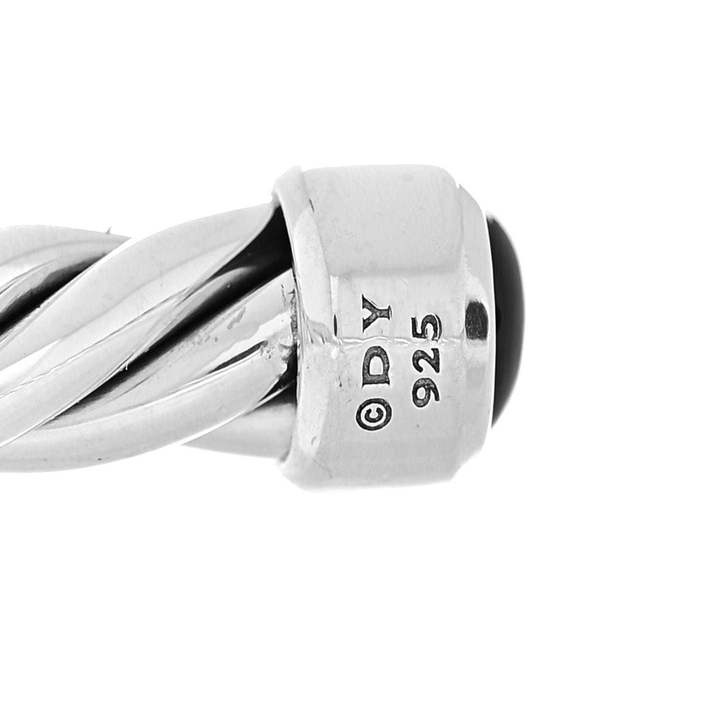 Sterling Silver Black Onyx Cable Classic Cuff Bracelet