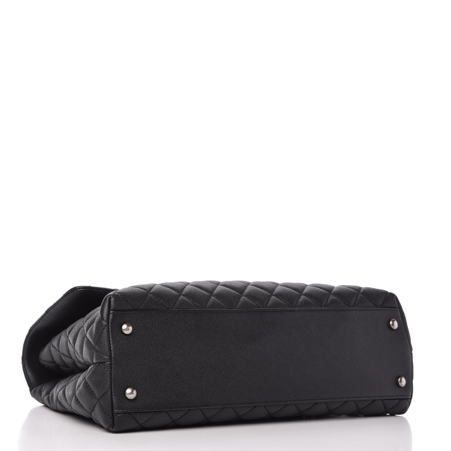 Caviar Lizard Quilted Medium Coco Handle Flap Black