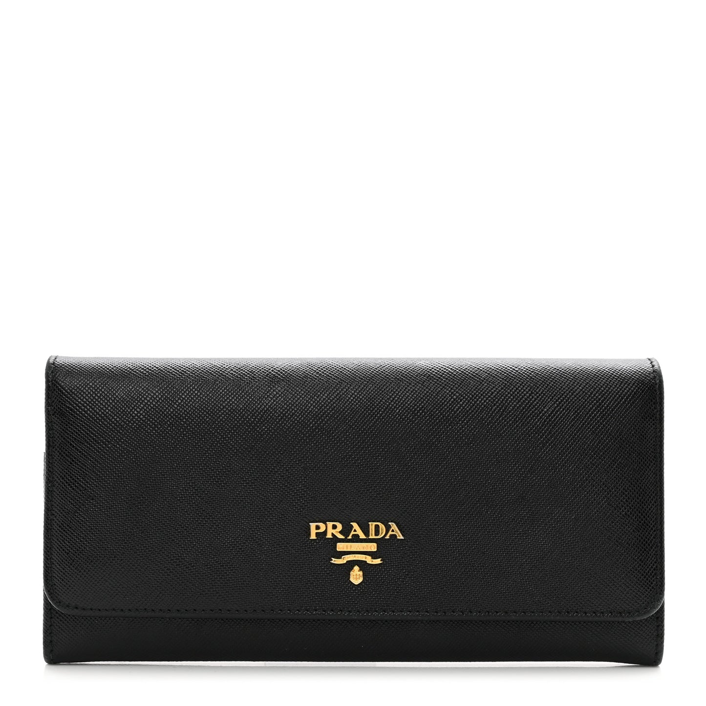 Saffiano Metal Continental Flap Wallet Black
