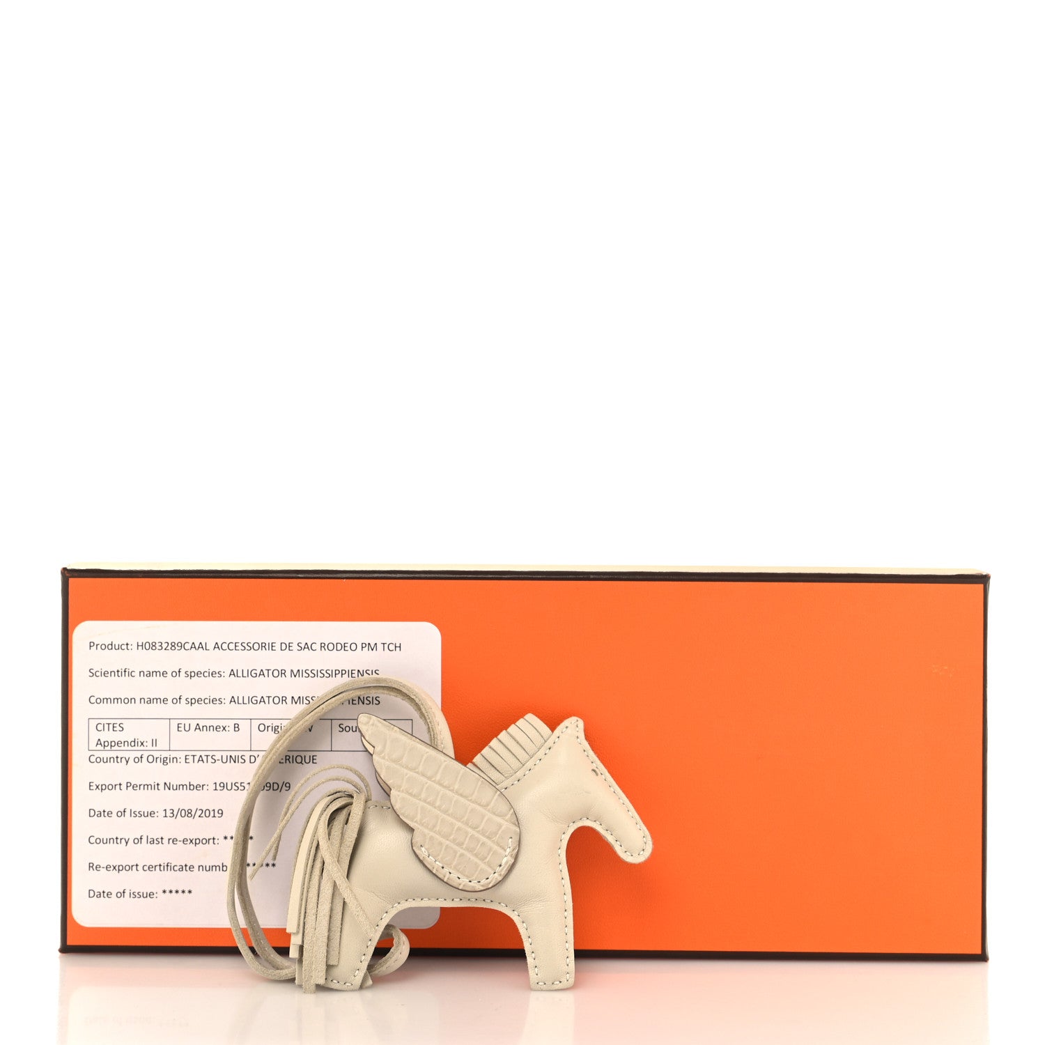 Hermes Milo Lambskin Matte Alligator Touch Grigri Rodeo Pegase Horse Bag Charm PM Craie Nata Beton 5 of 5
