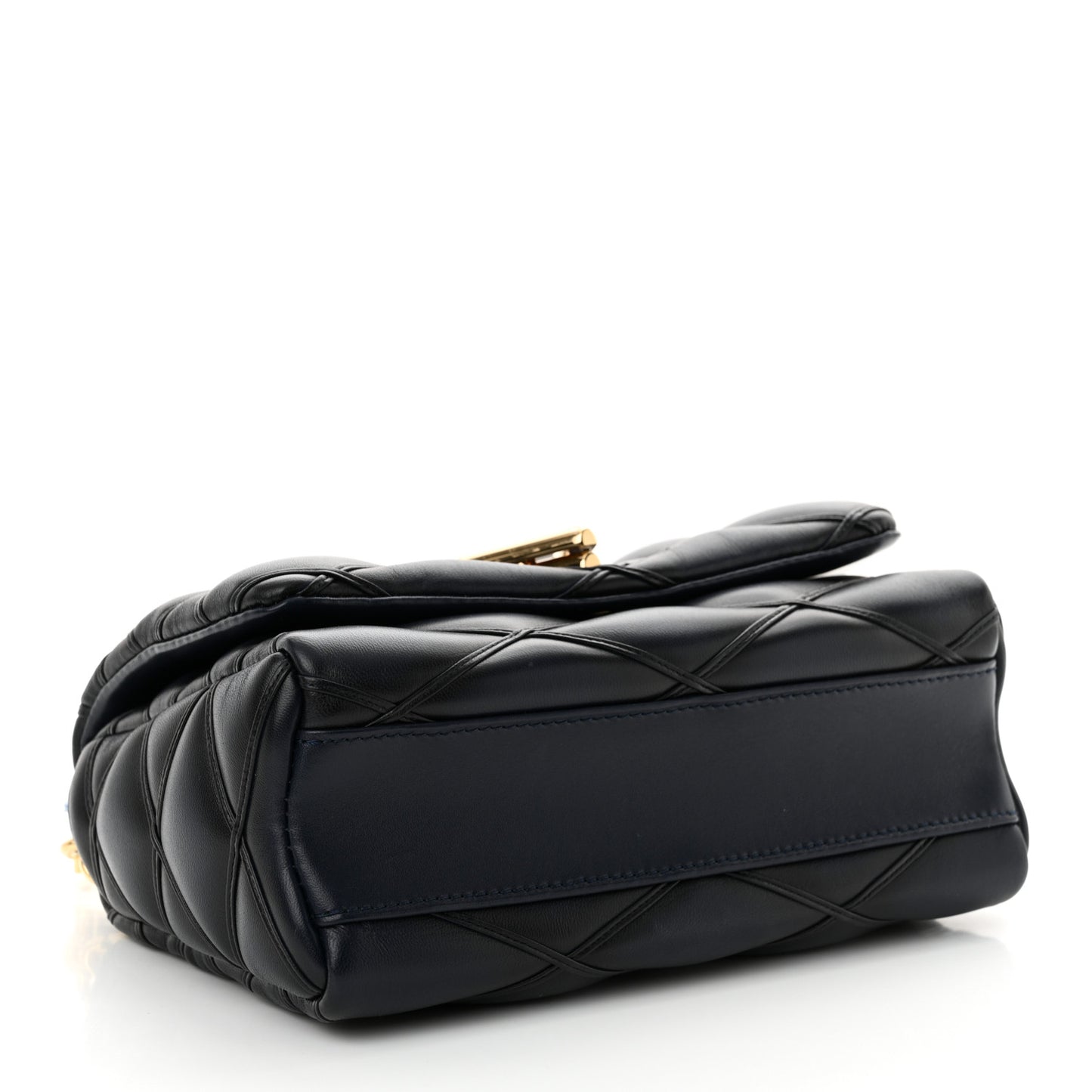 Lambskin Malletage Top Handle GO-14 MM Bleu Marine