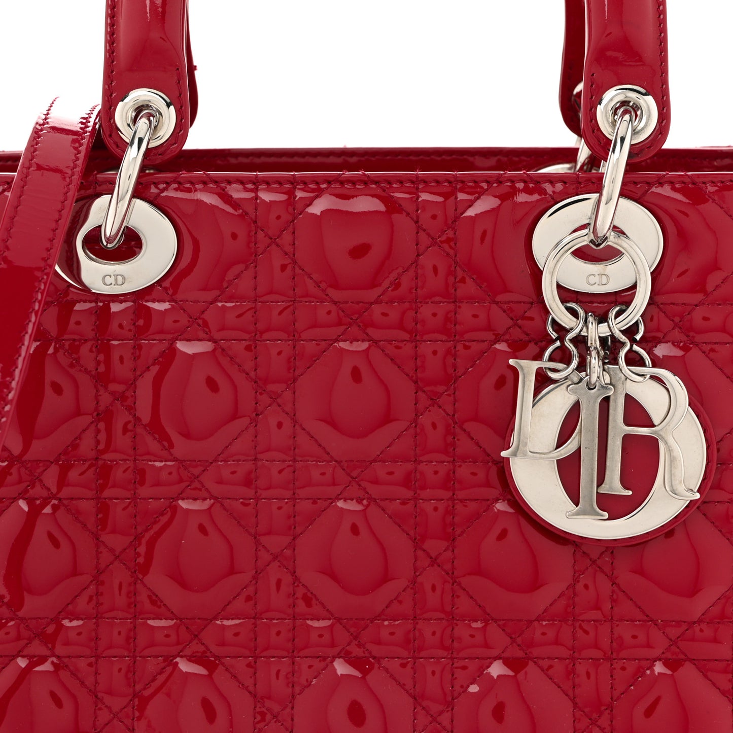 Patent Cannage Medium Lady Dior Red