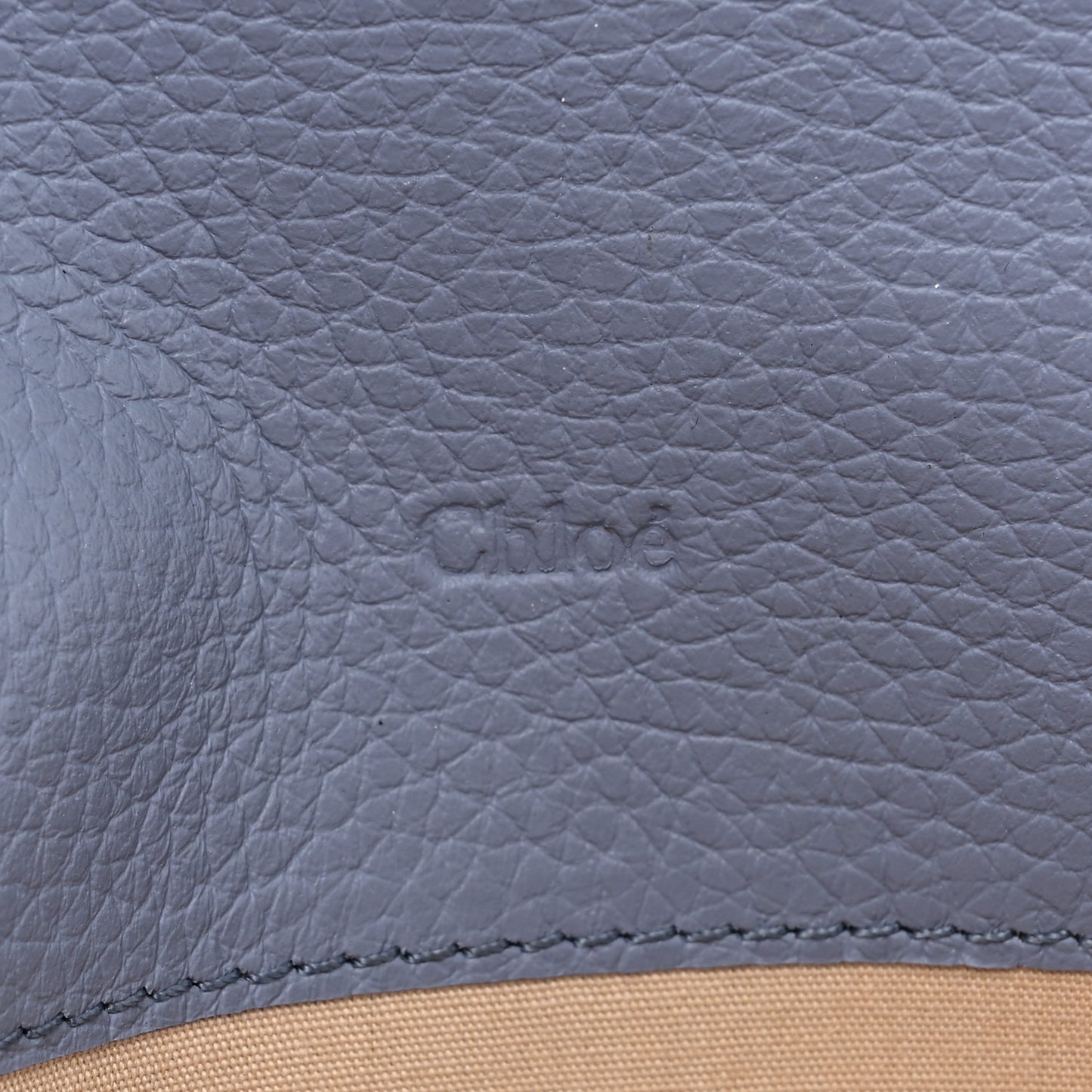Calfskin Alphabet Long Wallet Smokey Blue
