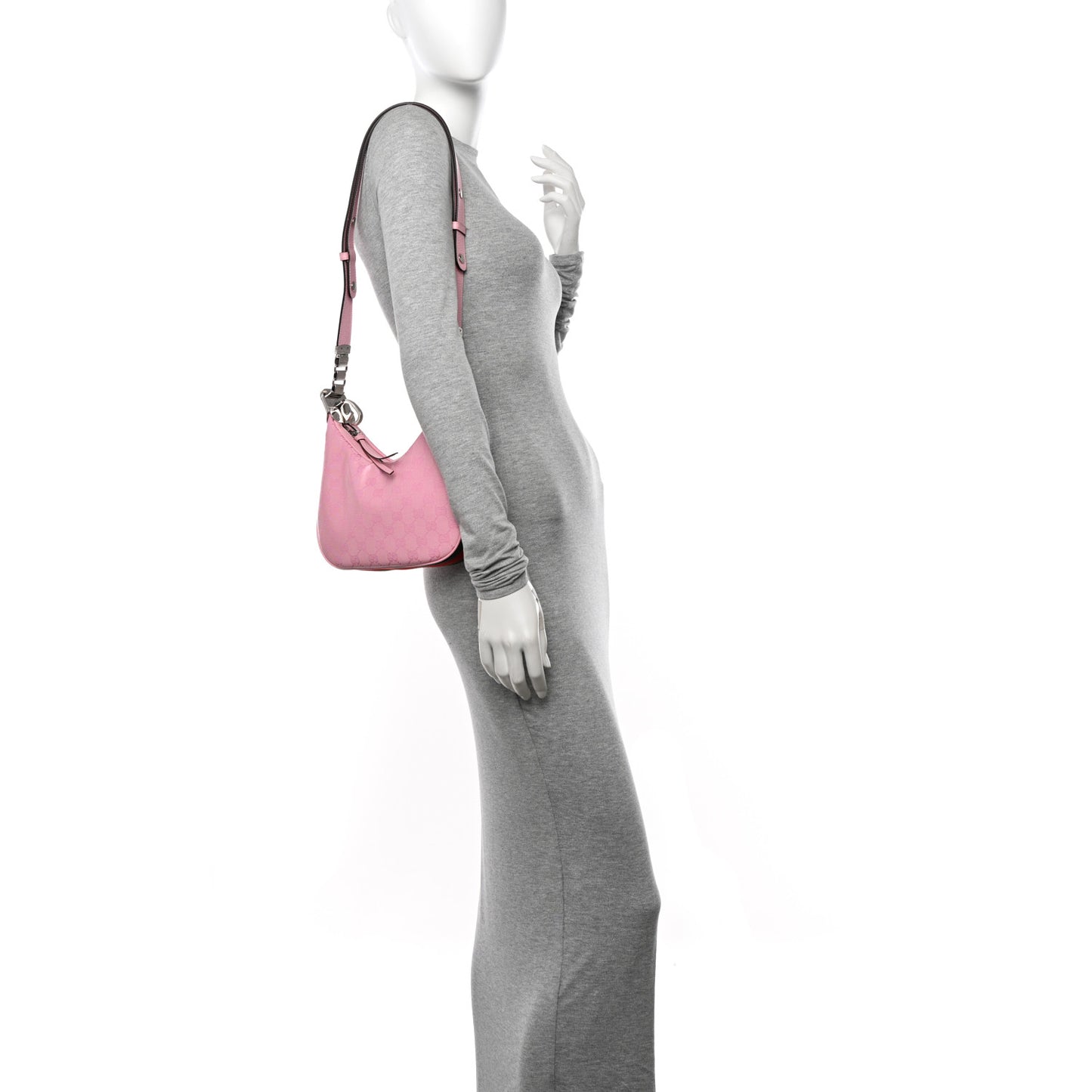 GG Crystal Coated Canvas Monogram Web Small Attache Shoulder Bag Pink