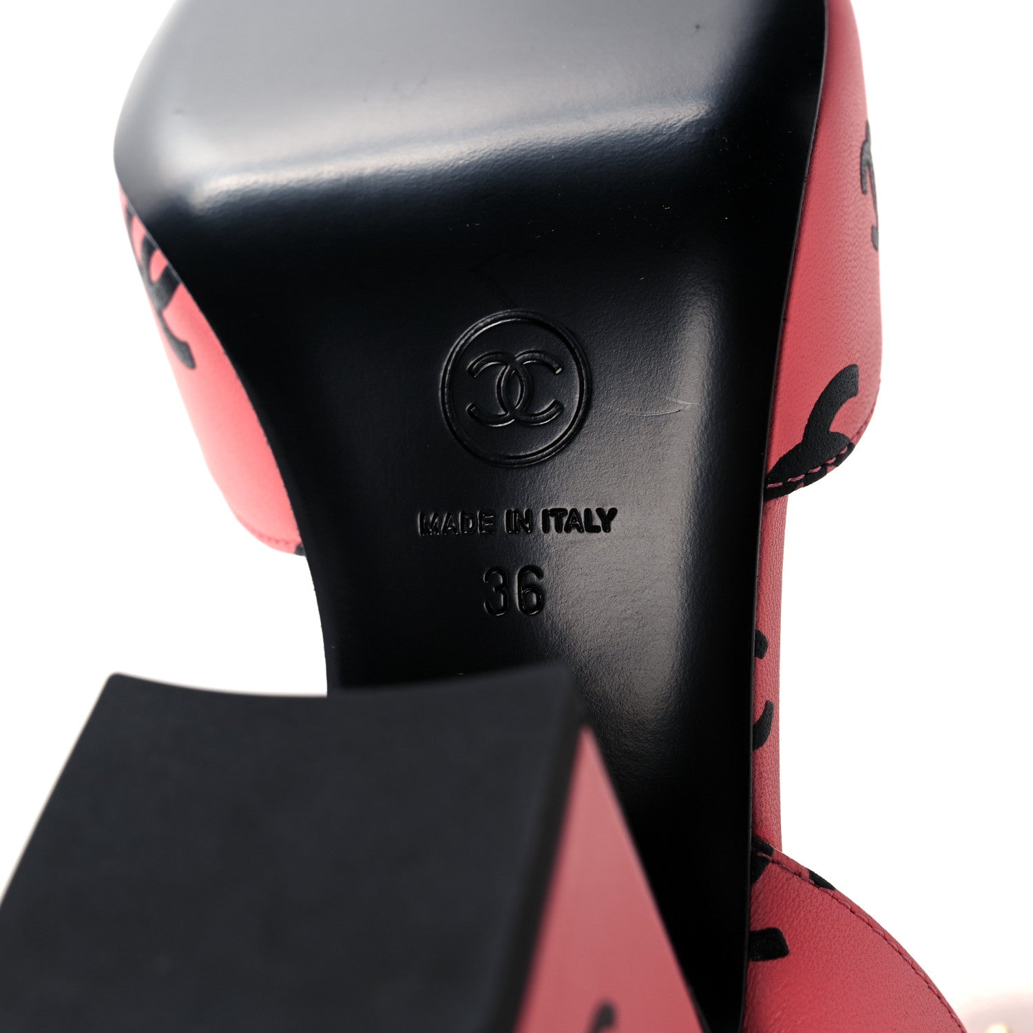 Chanel Printed Lambskin CC Sandals 36 Pink Black 6 of 9