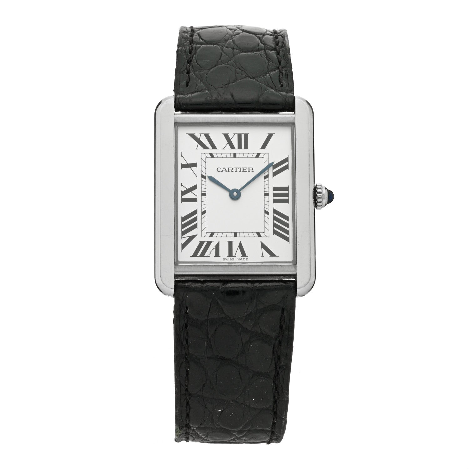 Cartier Stainless Steel Alligator 27mm Tank Solo Quartz Watch 1 of 5