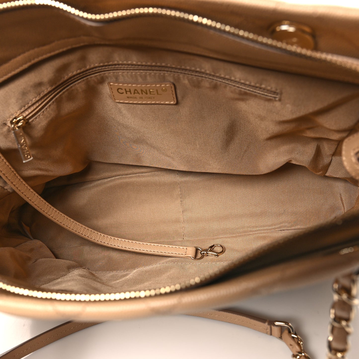 Caviar Quilted Rolled Up Tote Beige