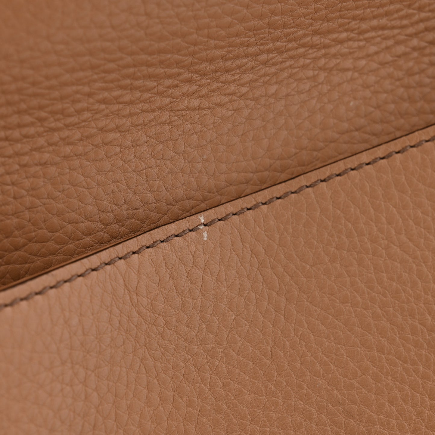 Pebbled Calfskin Medium Soho Clutch Camelia