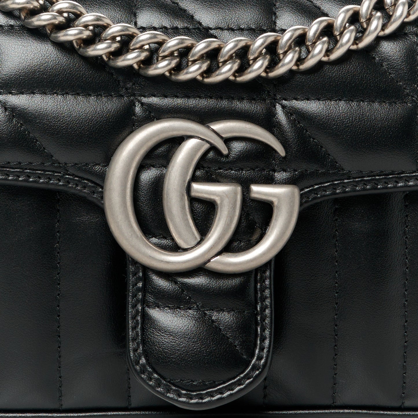 Calfskin Matelasse Aria Mini GG Marmont Shoulder Bag Black