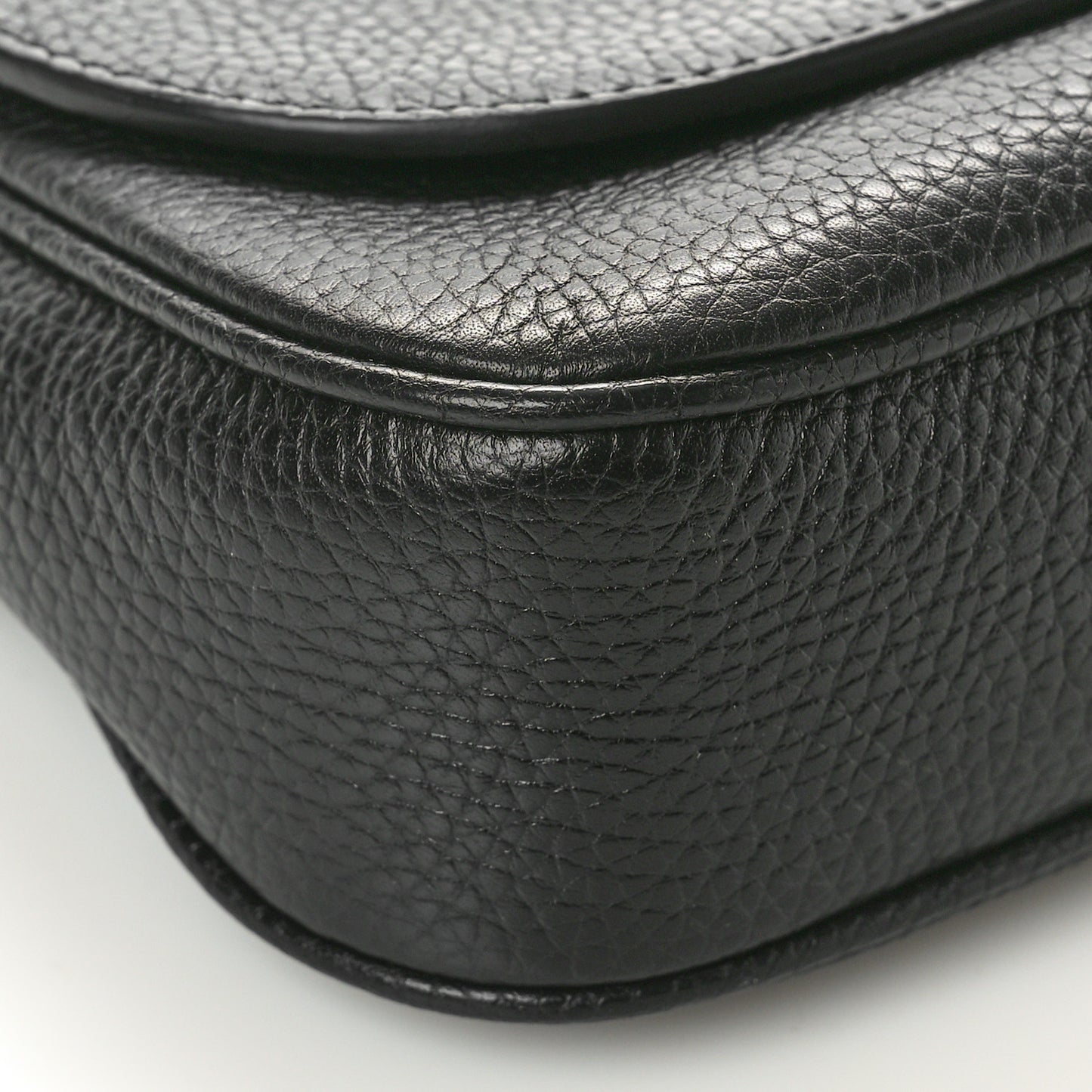 Pebbled Calfskin Medium Soho Flap Crossbody Black