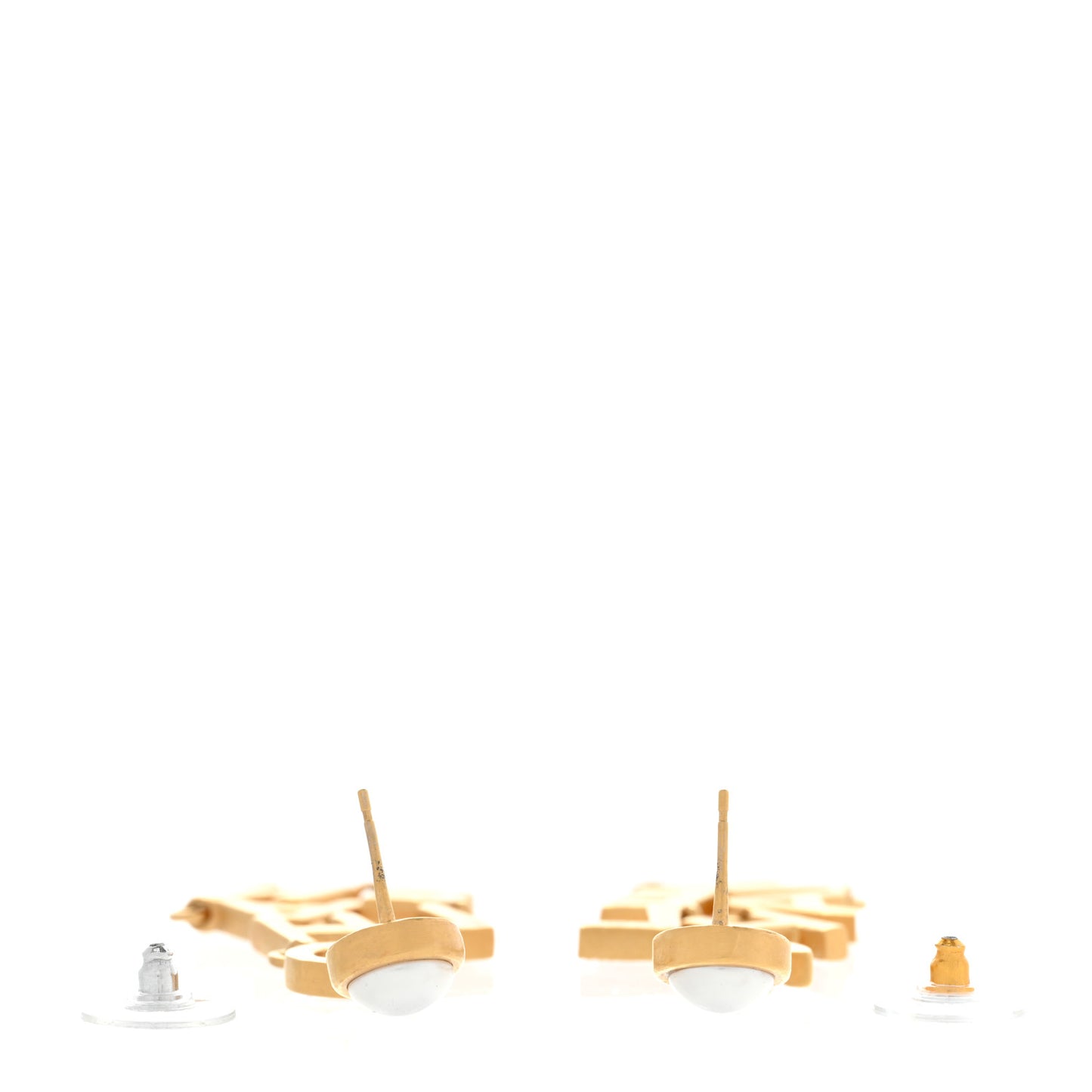 Crystal Pearl Logo Drop Earrings Gold