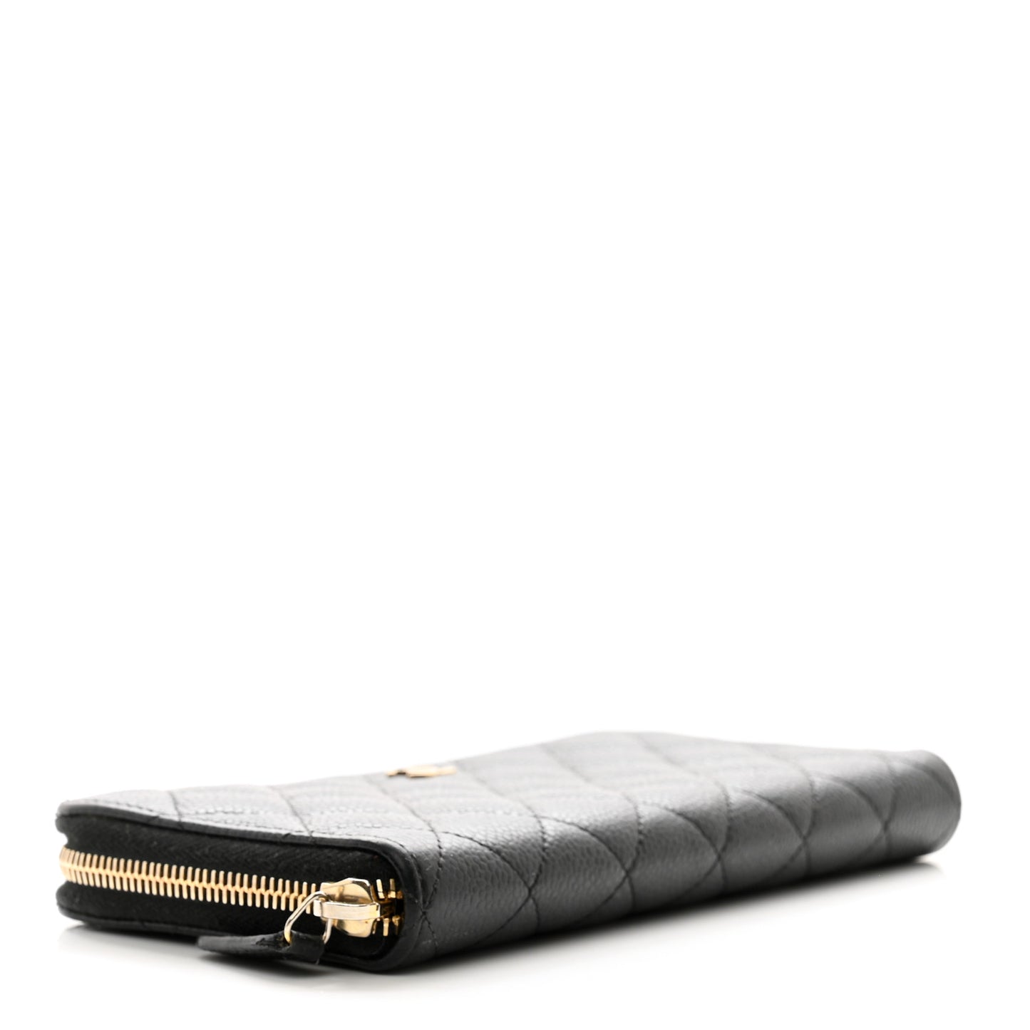 Caviar Quilted Large Gusset Zip Around Wallet Black