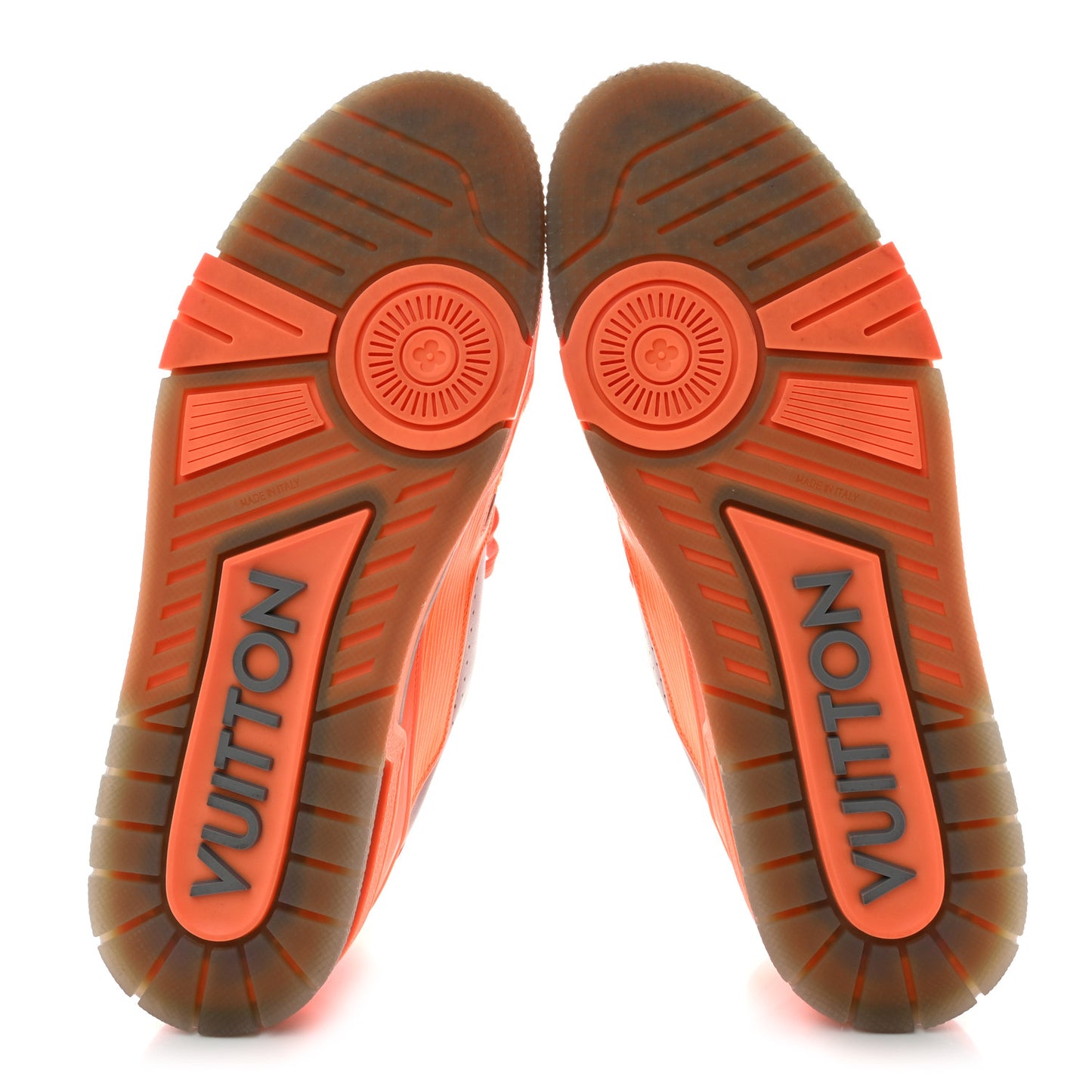 Calfskin Monogram Mens LV Trainer Sneakers 8 Orange